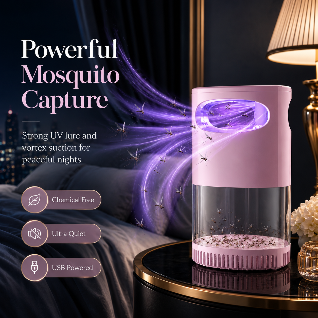 🔥 𝑺V𝑶ZK®Quiet UV Mosquito Trap – Chemical-Free & Safe for Kids & Pets🦟