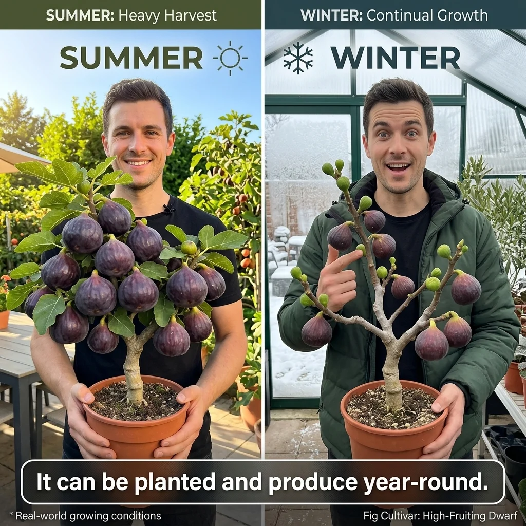 🌳🌳 High-Yield Dwarf Fig Tree – Fast-Growing, Sweet & Crisp Fruit, Perfect for Pots, Balconies & Farms